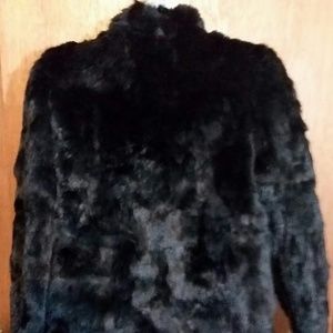 Vintage Black Rabbit Fur Jacket Coat